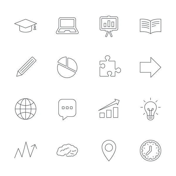 Education icons. Graduation cap, pencil — Stock Vector
