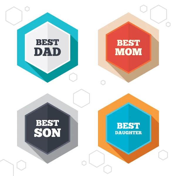 Mejor mamá y papá, hijo, hija — Archivo Imágenes Vectoriales