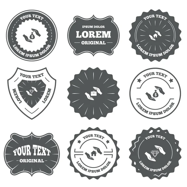 Handen verzekering pictogrammen. — Stockvector