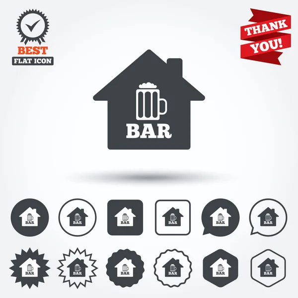 Bar ou Pub signes icônes — Image vectorielle