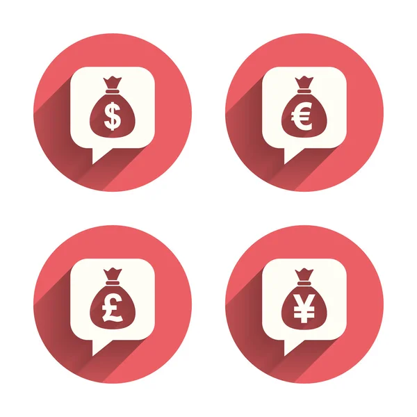 Icônes sac d'argent . — Image vectorielle