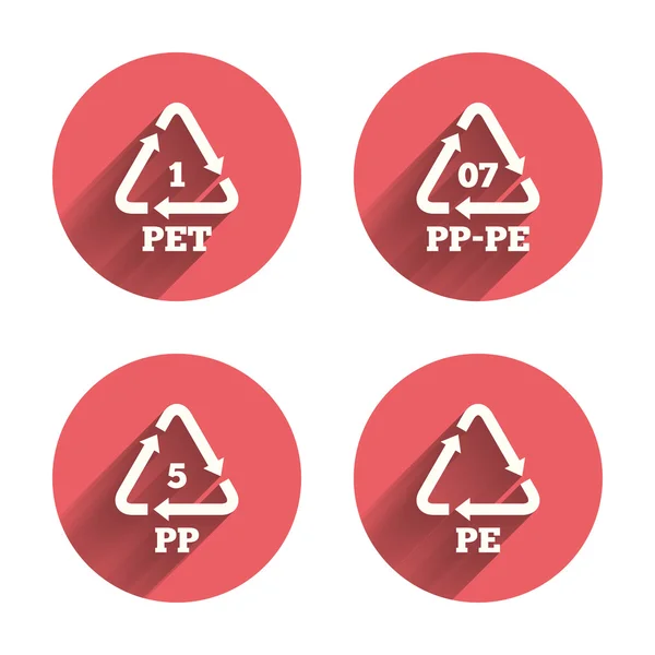 PET, PP-pe and PP. Polyethylene terephthalate — Stock Vector