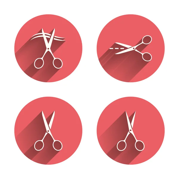 Scissors icons. Hairdresser or barbershop symbols — Stock Vector