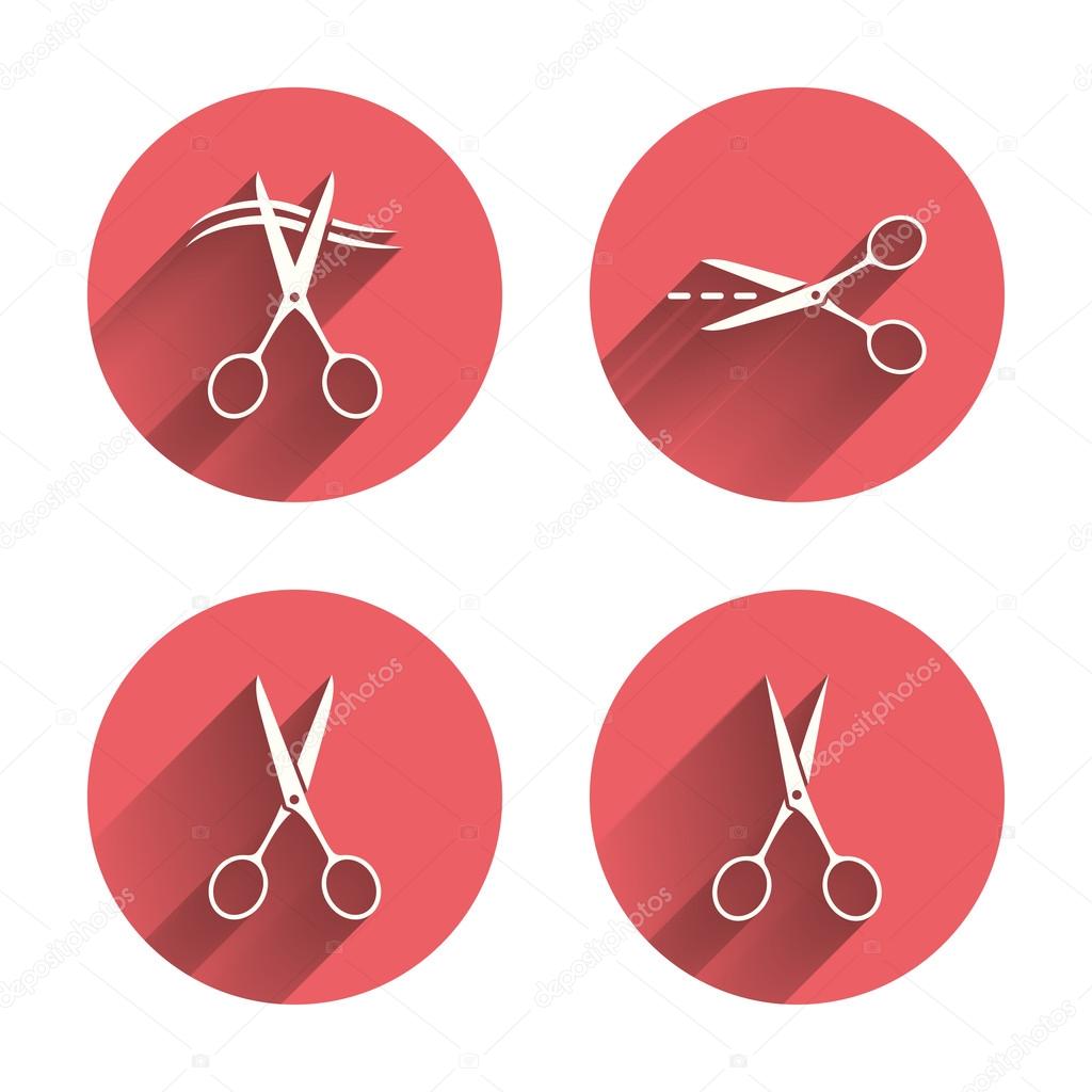 Scissors icons. Hairdresser or barbershop symbols