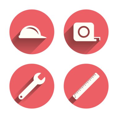 inşaat kask ve cetvel, rulet simgeler.