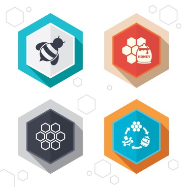 Honey icons. Honeycomb cells clipart