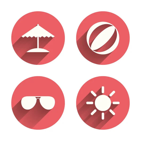 Iconos de vacaciones de playa . — Vector de stock