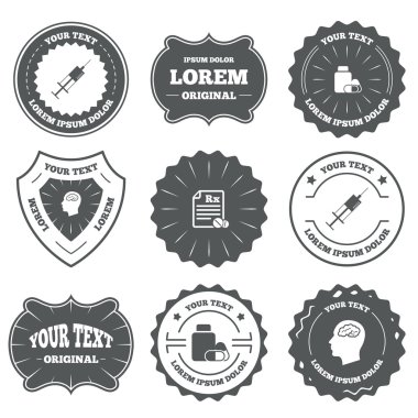 Tıp simgeler. Tablet şişe, beyin