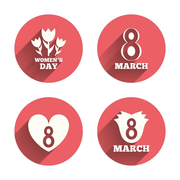 8 maart vrouwen dag pictogrammen. — Stockvector