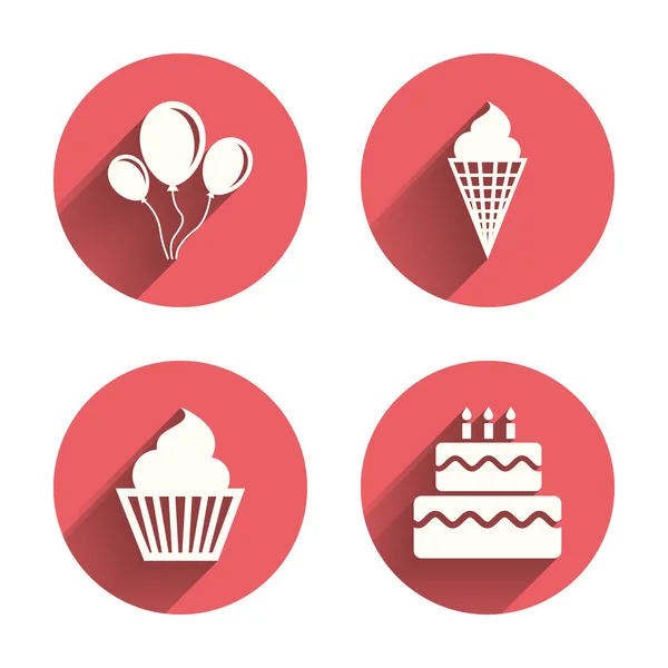 Iconos de fiesta de cumpleaños. — Vector de stock