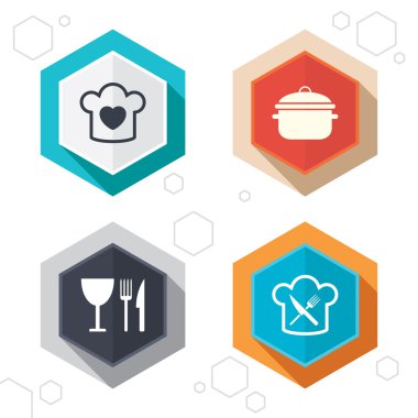 Şef şapka, pişirme Pan simgeler.