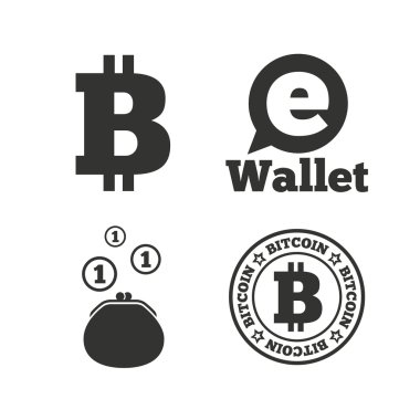Bitcoin icons. Electronic wallet