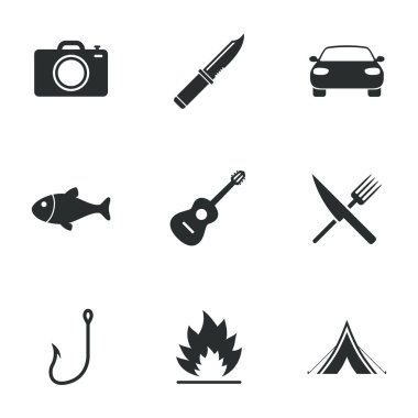 Kamp seyahat simgeler.