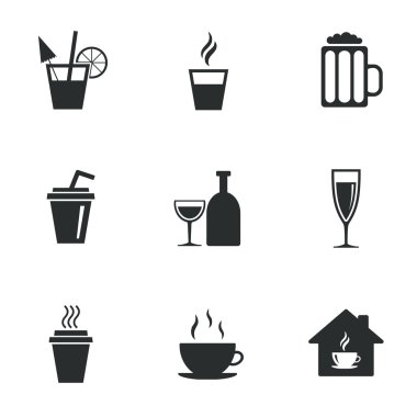 Çay, kahve ve bira simgeleri.