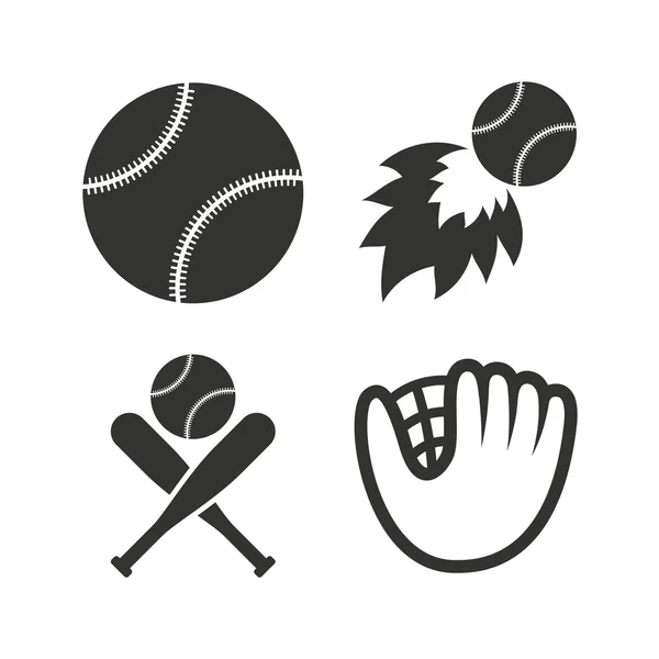 Baseball-Ikonen. Ball mit Handschuh — Stockvektor