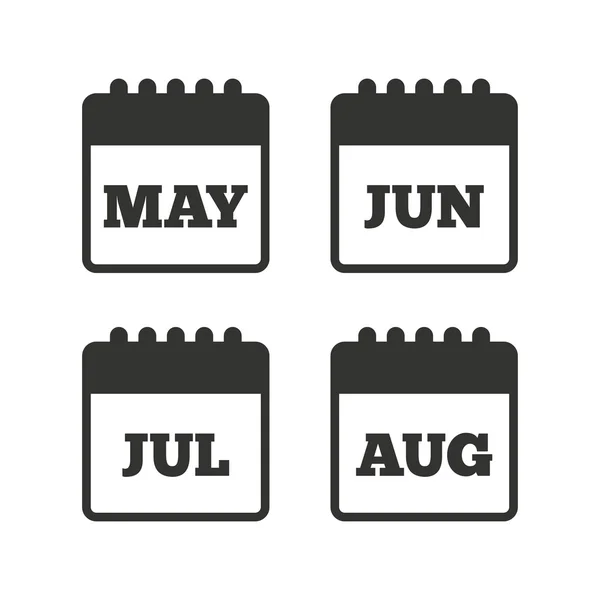 Calendrier. Mai, juin, juillet et août . — Image vectorielle