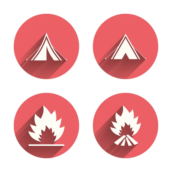 Tourist camping tent signs. — Stock Vector