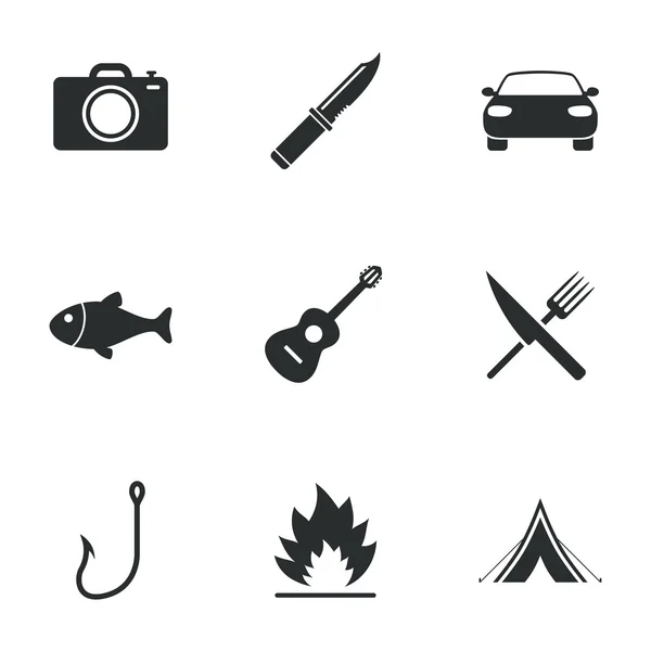 Camping iconos de viaje . — Vector de stock