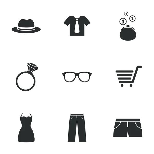 Ropa, accesorios iconos. Carteles comerciales . — Vector de stock