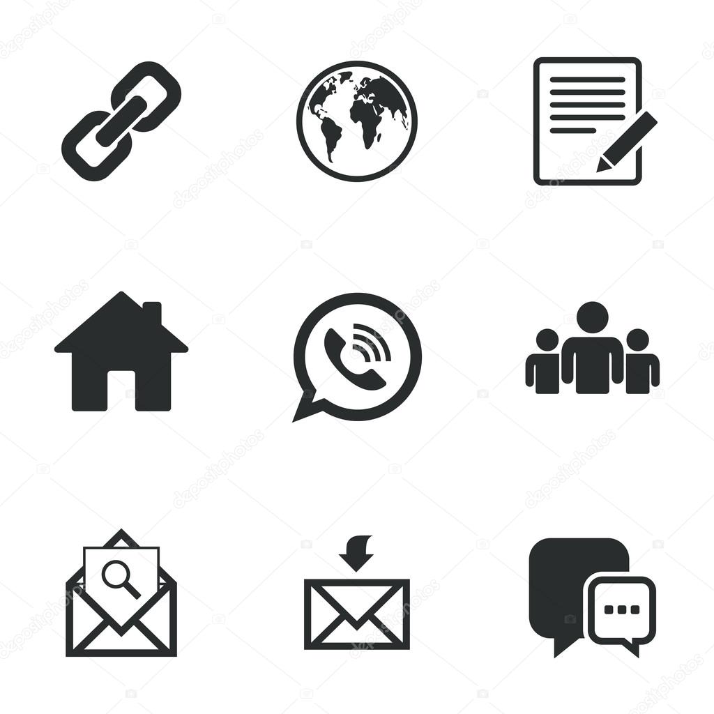 Communication icons. Contact, mail signs.