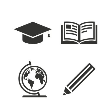 kalem ve açık kitap işaretleri.