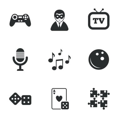Eğlence simgeler. Oyun, bowling ve bulmaca.