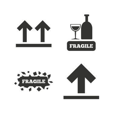 Kırılgan simgeler. Hassas paketi teslim.