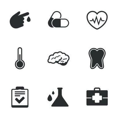 Tıp, sağlık ve tanı simgeleri.