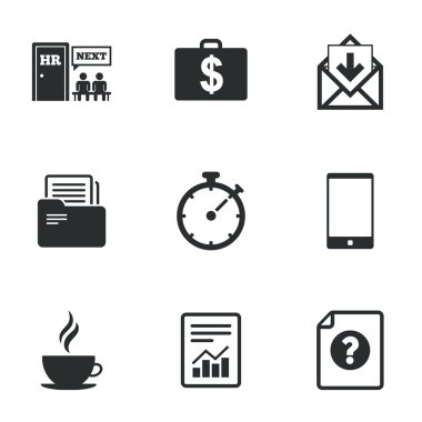 Office, belgeler ve iş simgeleri.