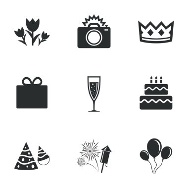 Parti kutlama, doğum günü simgeler. Havai fişek.