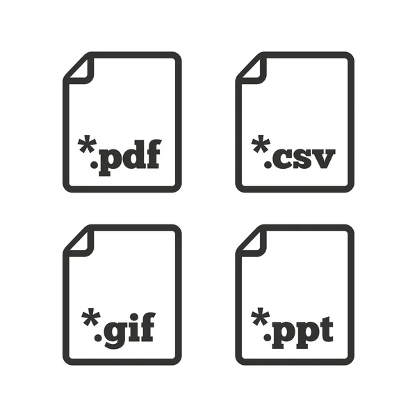 Signos de documentos. Extensión de archivo símbolos . — Archivo Imágenes Vectoriales