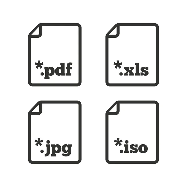 Urkundenzeichen. Symbole für Dateierweiterungen. — Stockvektor
