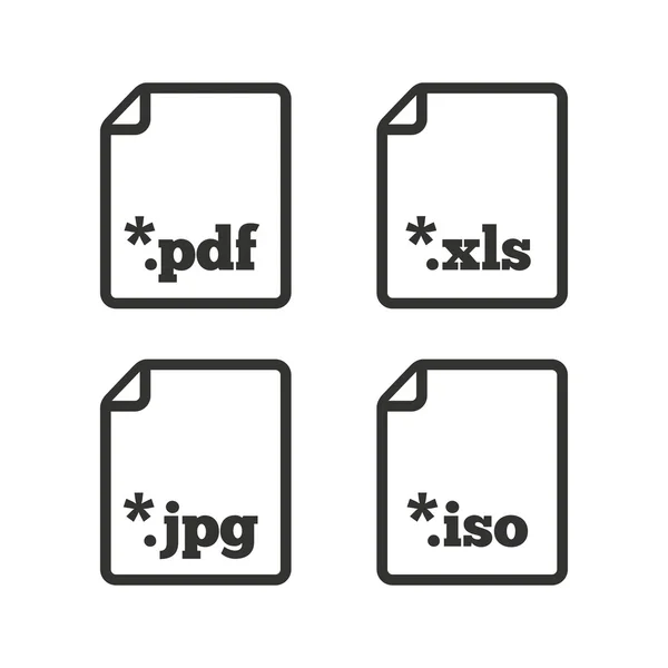 Signos de documentos. Extensión de archivo símbolos . — Archivo Imágenes Vectoriales