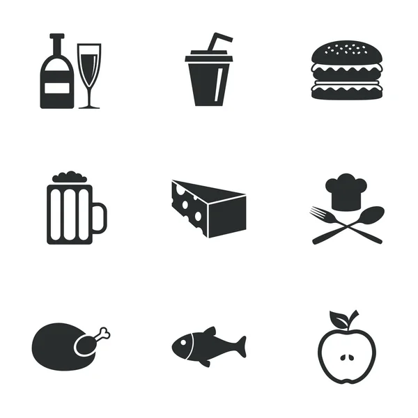 Iconos de comida, bebida . — Vector de stock