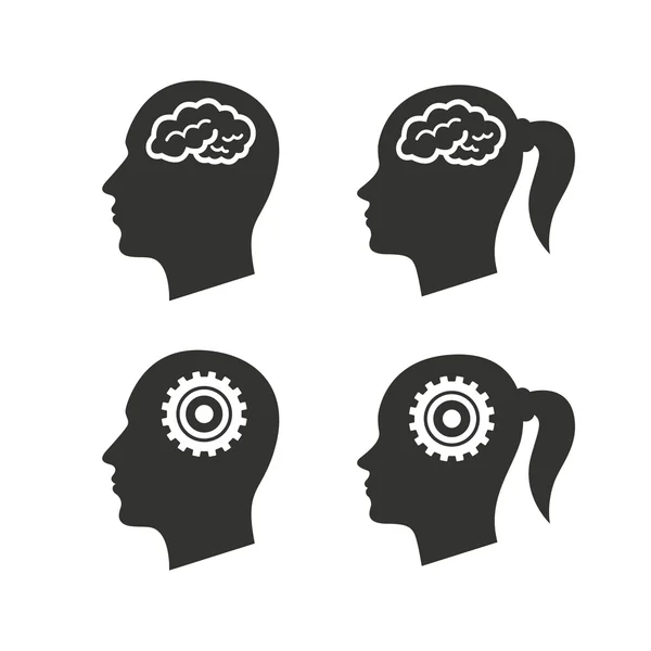 Huvudet med hjärnan ikoner — Stock vektor