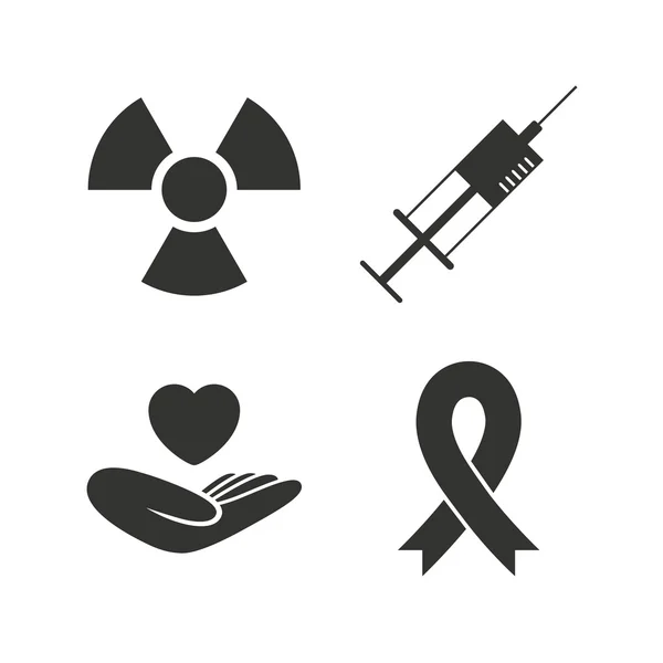 Medicine icons. Syringe, life, radiation. — Stock Vector