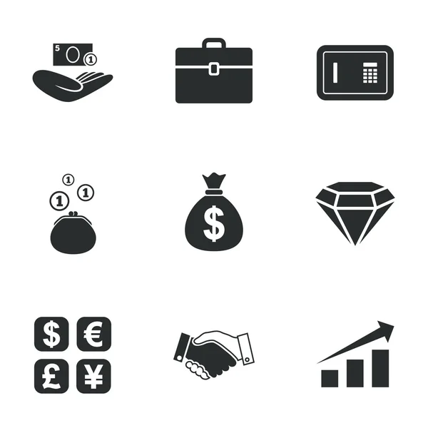 Peníze, peníze a finance ikony. — Stockový vektor