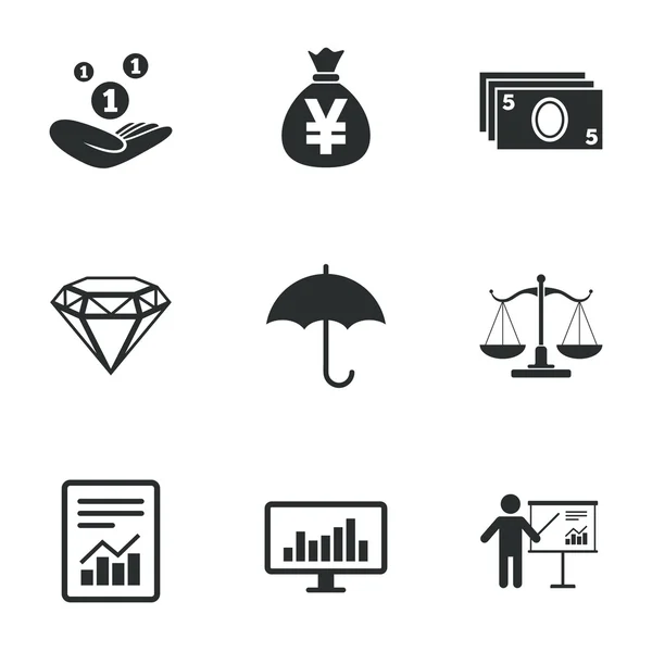 Iconos de dinero, efectivo y finanzas . — Vector de stock