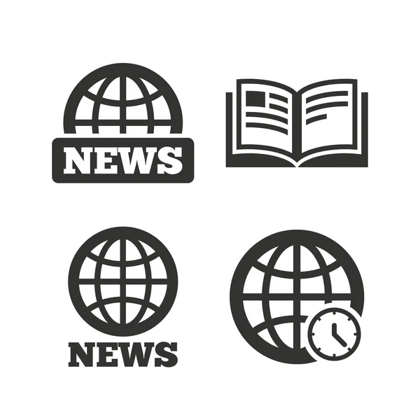 News icons. World globe symbols. — Stock Vector