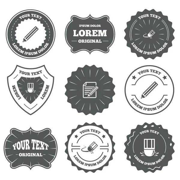 Iconos de lápiz. Editar archivo de documento . — Vector de stock