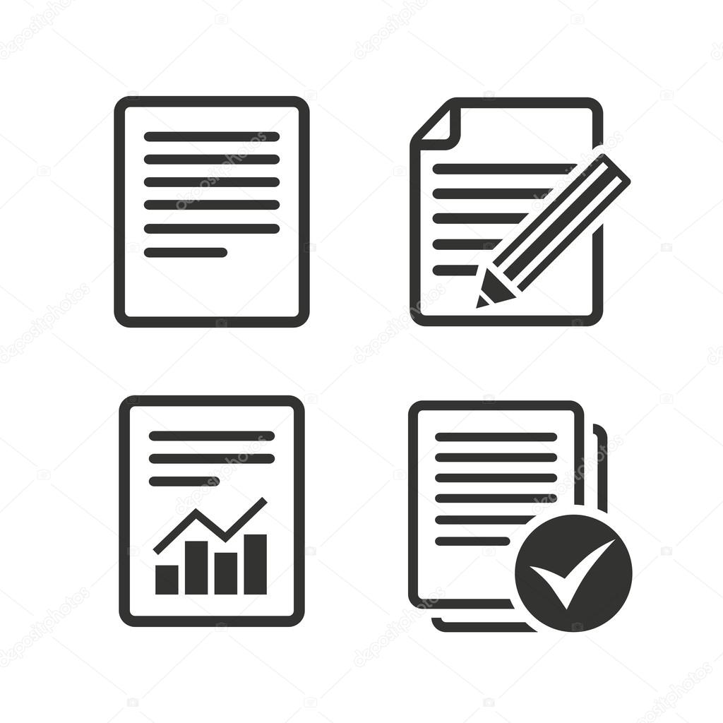Document icons. File with chart and checkbox.
