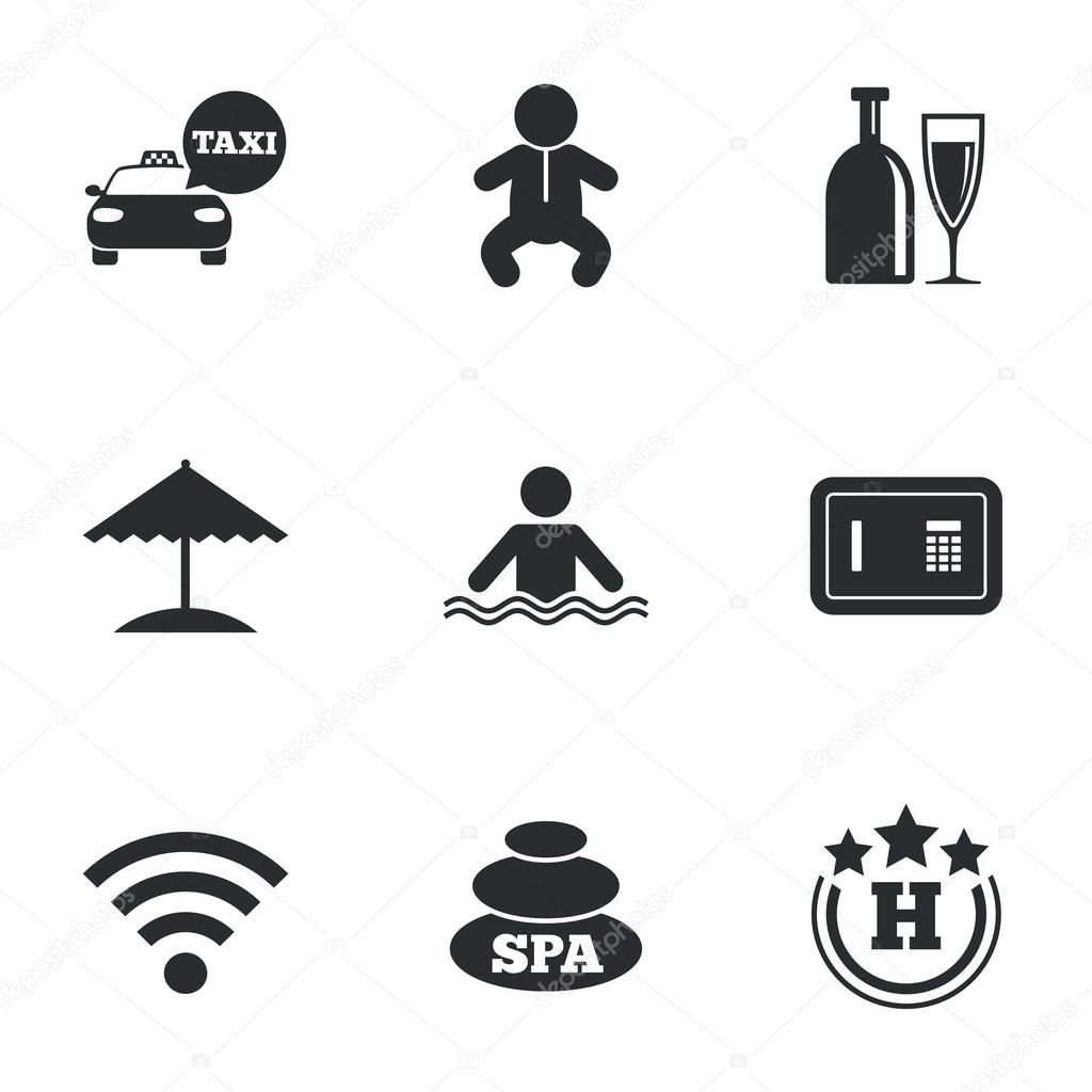 Hotel, apartment service icons.