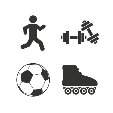 Futbol topu, tekerlekli paten, çalışan