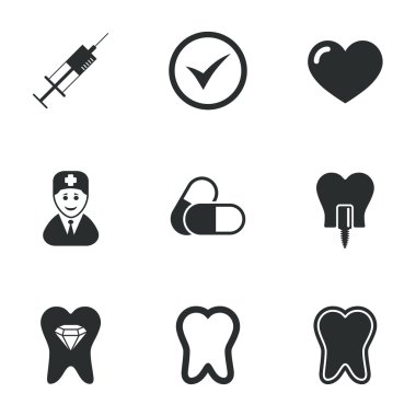 Diş, diş bakımı simgeler.