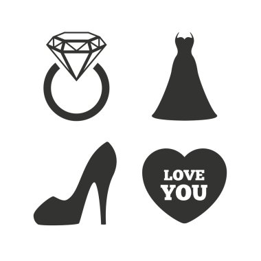 Wedding dress, shoe symbols