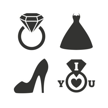 Wedding dress, shoe symbols