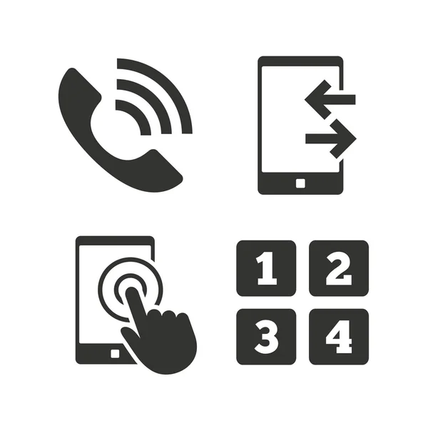 Telefon ikoner. Call center stöd — Stock vektor