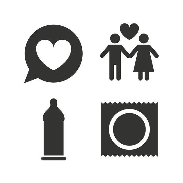 Condom safe sex icons. — Stock Vector