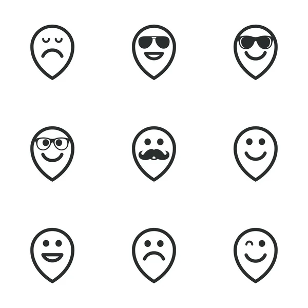 Smile icons. Sunglasses, mustache and laughing. — Stock Vector