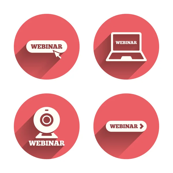 Iconos de webinar. Cámara Web — Vector de stock